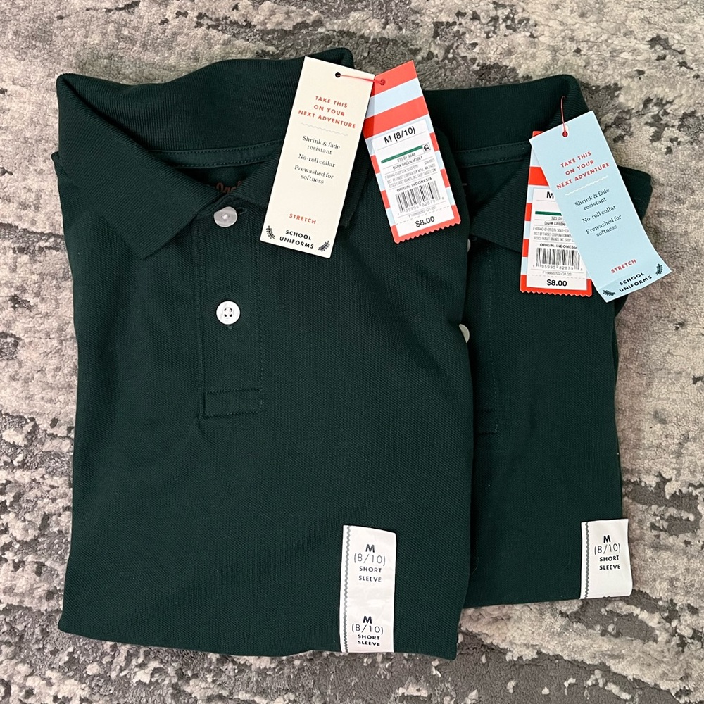 BNWT Cat and Jack dark green uniform polos